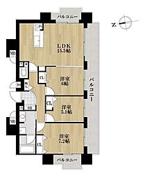 クレステージ・エール六番 3LDKの間取図画像