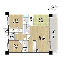サンハウス熱田 3LDKの間取図画像