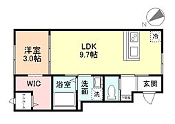 Felice久方I 2階1LDKの間取り
