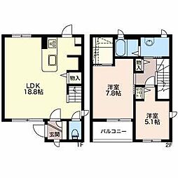 デリカ 2LDKの間取図画像