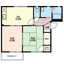 Mamaisonソシア 2DKの間取図画像