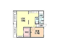トリコローレ上赤江 3DKの間取図画像