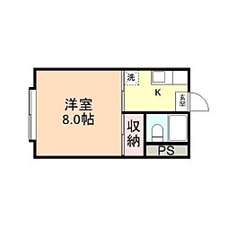 高原ハイツ 1Kの間取図画像
