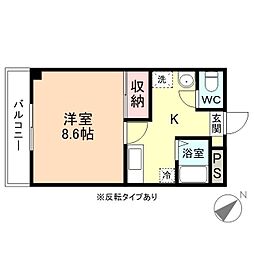 グランピエス 1Kの間取図画像