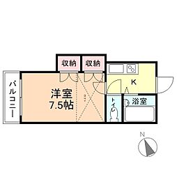 カーサアテナ 1Kの間取図画像