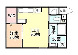 富山市太田アパート 1LDKの間取図画像