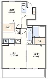 リッチ椿 1階2LDKの間取り