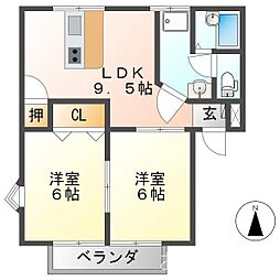 セラミックハウスBee 2LDKの間取図画像