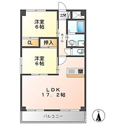 グラード 2LDKの間取図画像