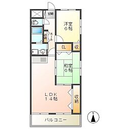 ニューカメリア 2LDKの間取図画像