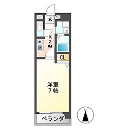 プレジデント21 1Kの間取図画像