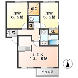 シャルムコートA 2LDKの間取図画像