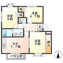レヴンワースはなつつじA 3DKの間取図画像