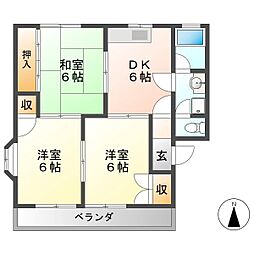 ル・ポルト菅生B 3DKの間取図画像
