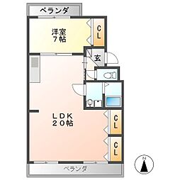 レヂデンス尾崎 1LDKの間取図画像