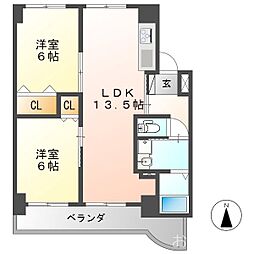 アンドウビル 2LDKの間取図画像