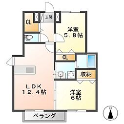 シェーネブローテ 2LDKの間取図画像