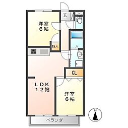 コーポラス沢上2 2LDKの間取図画像