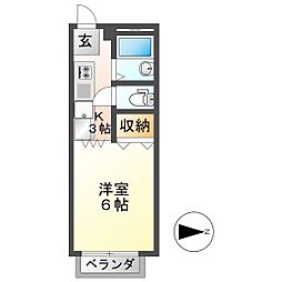 ビューライフ日野 1Kの間取図画像