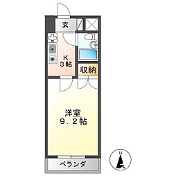 アーバンホーム2 1Kの間取図画像