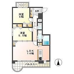 岐山ハイツ 2LDKの間取図画像