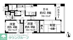 N-flats横浜中田 3DKの間取図画像