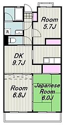 クレセール中田北 3DKの間取図画像
