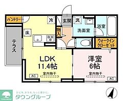 D Paina Odoriba 1LDKの間取図画像
