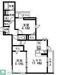 茅ヶ崎市浜竹4丁目マンション 2LDKの間取図画像