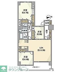 コスモ東戸塚グランパルクA棟 3LDKの間取図画像