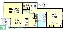 ヴィラージュ戸塚I 1LDKの間取図画像