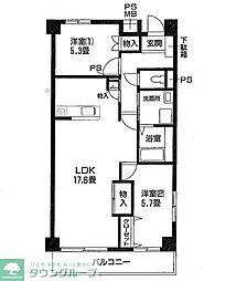 秋津高山館 2LDKの間取図画像