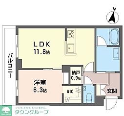 ルナマーレ鎌倉 1LDKの間取図画像