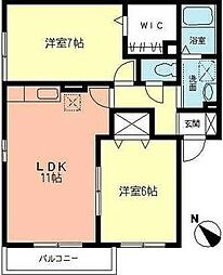 チェリー鵠沼B 2LDKの間取図画像