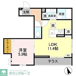 藤沢市羽鳥1丁目アパート 1LDKの間取図画像