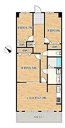 東加古川ハイタウンC棟 3LDKの間取図画像