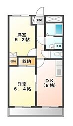 エポック21 1階2DKの間取り