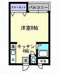 RO田園A ワンルームの間取図画像