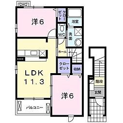 タルガＣ 2階2LDKの間取り