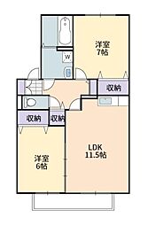 リヴェールC 2LDKの間取図画像