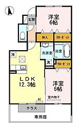 カーサアリエッタC棟 2LDKの間取図画像