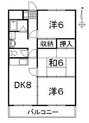 中央マンション 3DKの間取図画像
