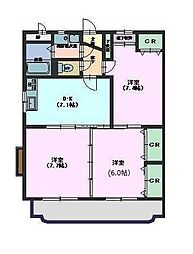 すずらん館A 3DKの間取図画像