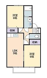 リヴェールA 2DKの間取図画像
