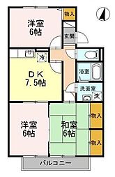 セジュールラフィーネ 3DKの間取図画像