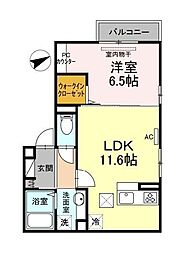 アネシス寺家B 1LDKの間取図画像