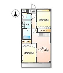 サン・ソレイユ西条壱番館 2LDKの間取図画像