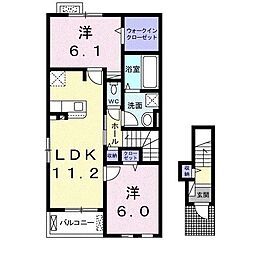 楓B 2LDKの間取図画像