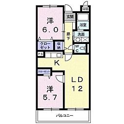K・Iパレス 2LDKの間取図画像