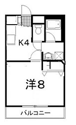 ハイコンスビル4 1Kの間取図画像